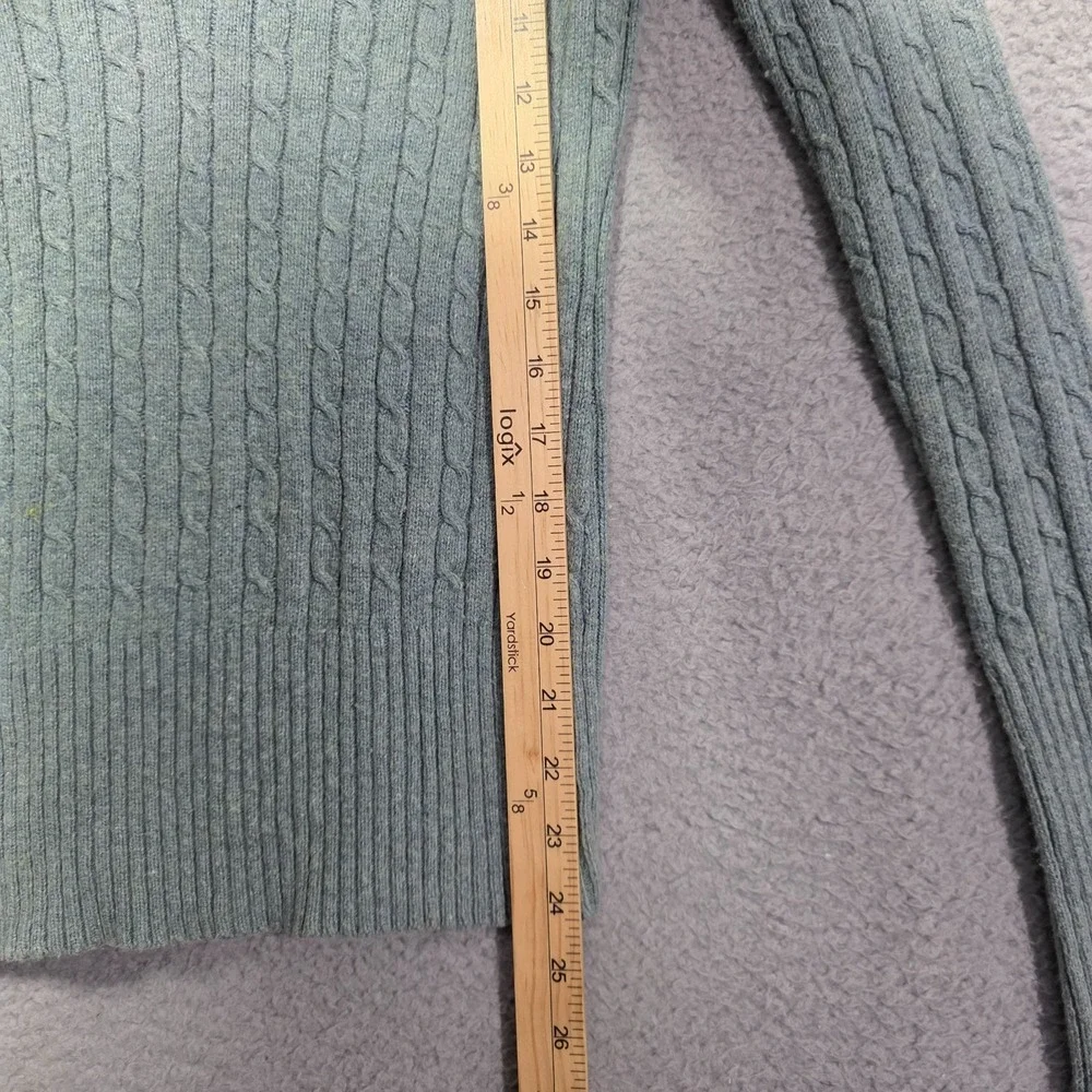 American Eagle Vintage Y2K Cable Knit Wool Blend V Neck Green Sweater‎ Small 90s
